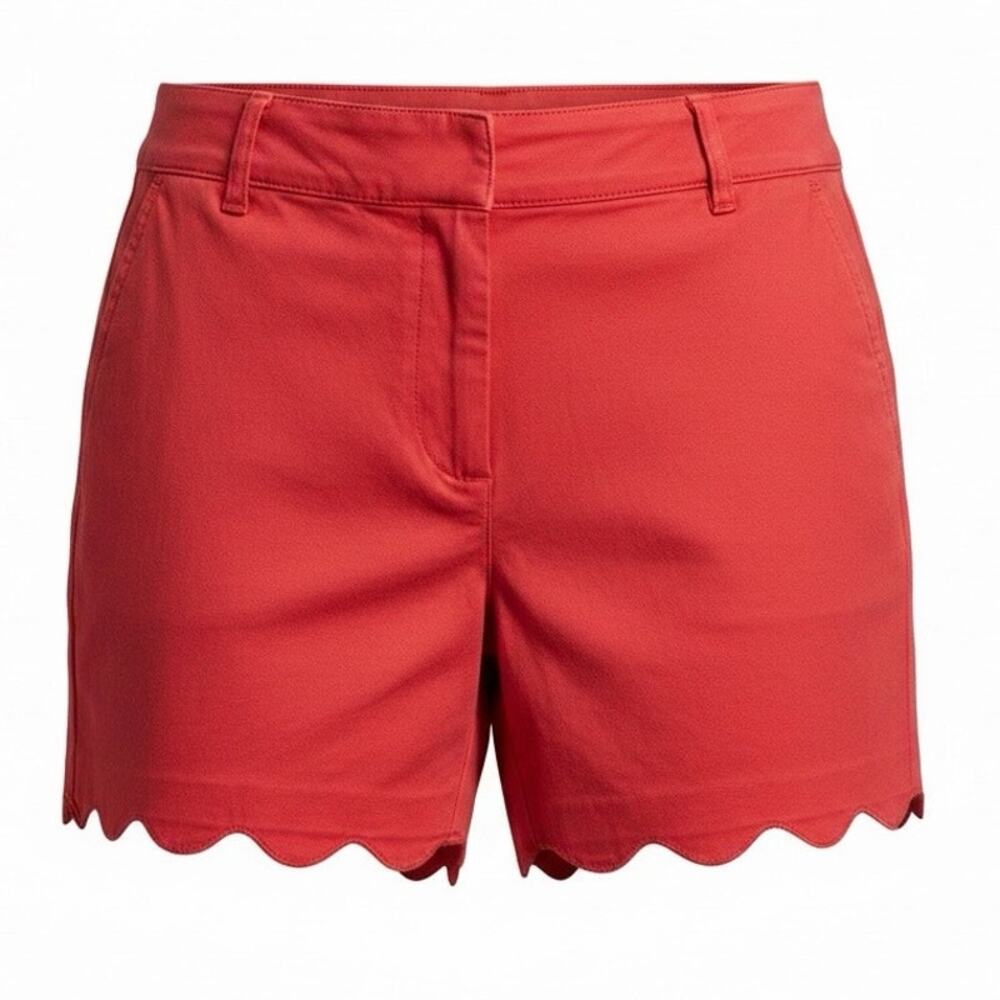 Talbots Scalloped Hem Shorts Size 4 NWT Red Cotton Stretch Summer